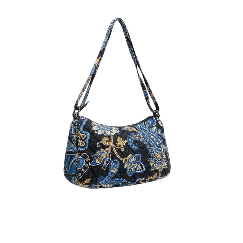 Vera Bradley Shoulder Bag Women Small Blue Moon Blooms Quilted Paisley Excellent